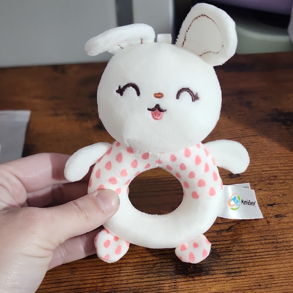 Cute Cartoon Animal Infant Baby Rattling Rattle, Teether Toy Blue & White Sheep